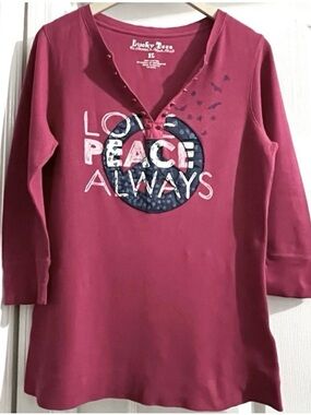 LUCKY BRAND Thermal Shirt - Peace Stretch 3/4-sleeves V-neck